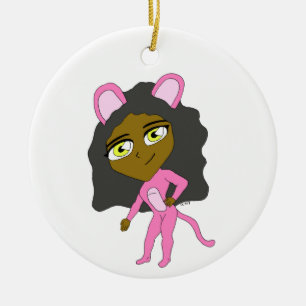 pink catgirl   ceramic ornament