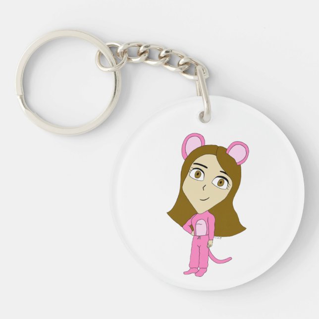 pink catgirl    keychain (Front)