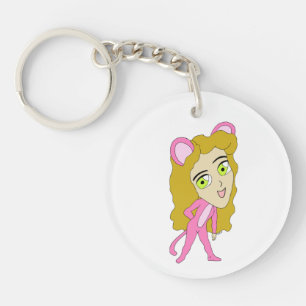 pink catgirl  keychain