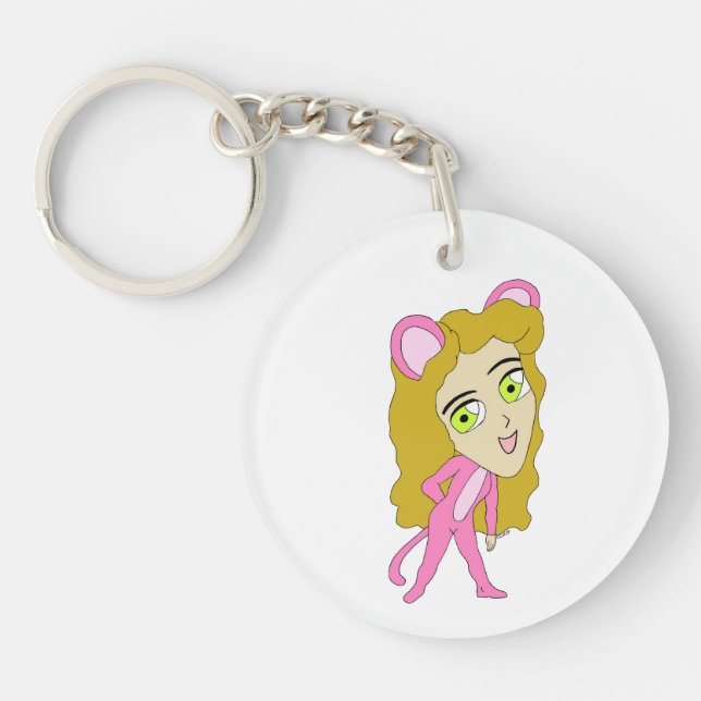 pink catgirl  keychain (Front)