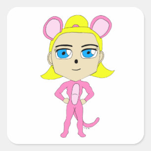 pink catgirl   square sticker