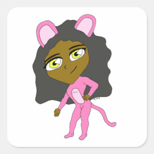 pink catgirl square sticker