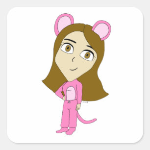 pink catgirl       square sticker