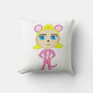 pink catgirl throw pillow