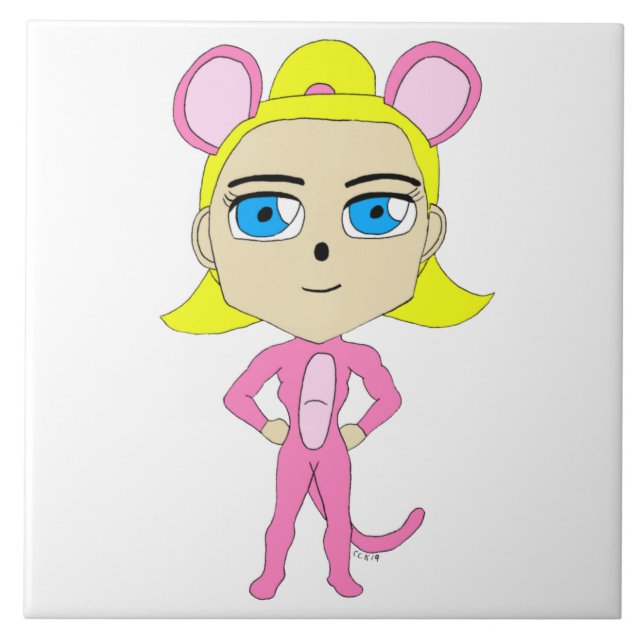 pink catgirl    tile (Front)