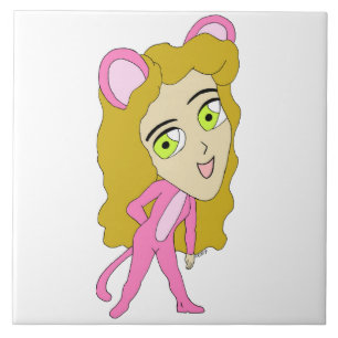 pink catgirl tile
