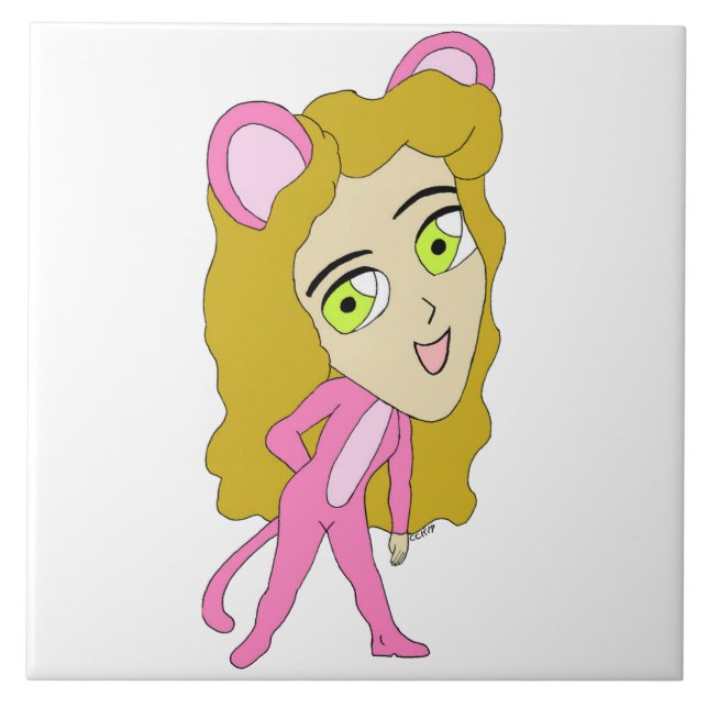 pink catgirl    tile (Front)