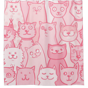Pink Cats, Adorable Seamless Pattern.