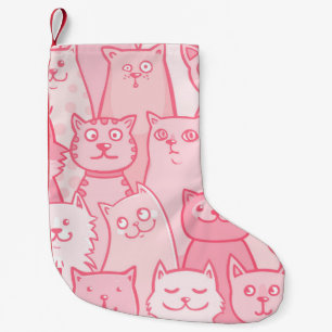 Pink Cats, Adorable Seamless Pattern. Small Christmas Stocking