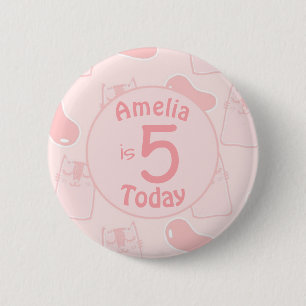 Pink Cats and Jellybeans Custom Age Birthday 2 Inch Round Button