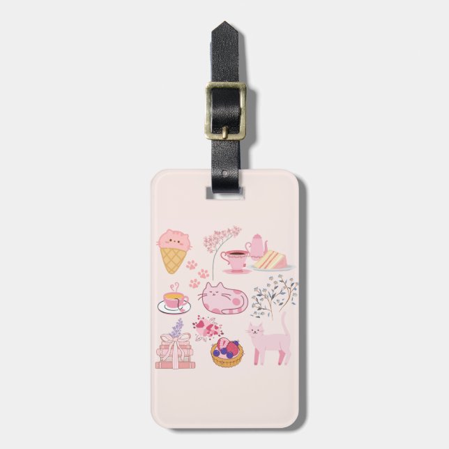 Pink Cats Coziness Luggage Tag (Front Vertical)