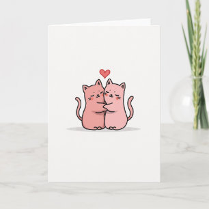 Pink Cats Love Hug Card
