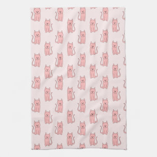 Pink Cats. Pattern Kitchen Towel