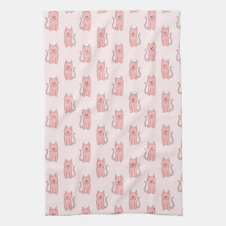 Pink Cats. Pattern Kitchen Towel