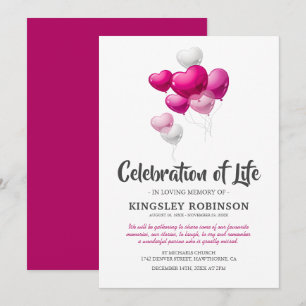 Pink Celebration of Life Funeral Invitation