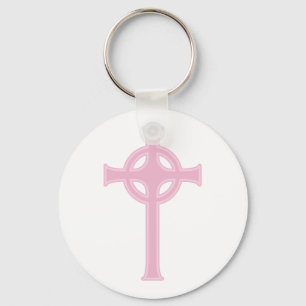 Pink Celtic Cross Keychain