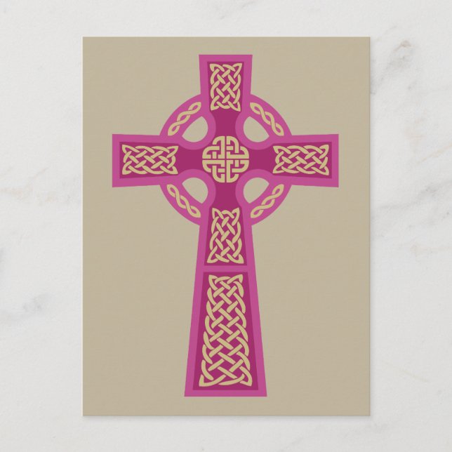 Pink Celtic Cross Postcards (Front)