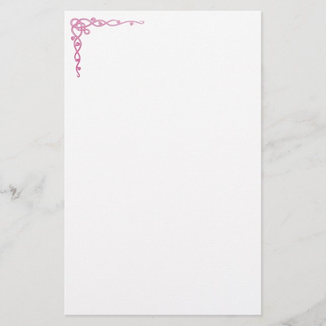 Pink Celtic Swirls Stationery (Front)
