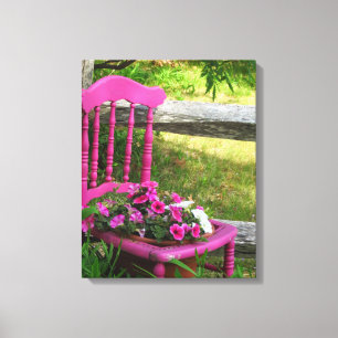 Pink Chair and Flowers - Martha's Vineyard Canvas Print