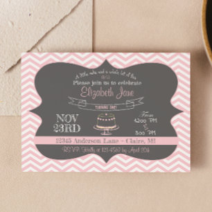 Pink Chalkboard Cake Premier Invitation