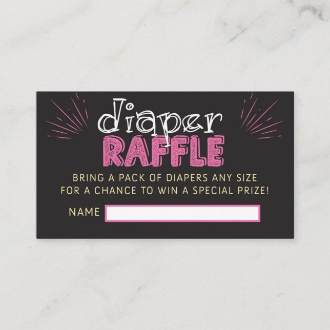 Pink Chalkboard Diaper Raffle Ticket Enclosure Card (Front)