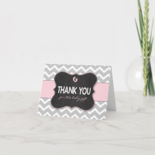 Pink Chalkboard girl baby shower thank you notes
