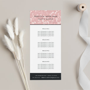 Pink Champagne Bokeh   Pricing or Services Rack Card