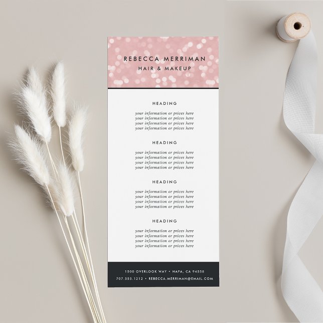 Pink Champagne Bokeh | Pricing or Services Rack Card (Creator Uploaded)