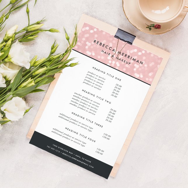 Pink Champagne Bokeh Pricing & Services Flyer (Creator Uploaded)