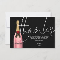 Pink Champagne Bottle Script Black Bridal Shower T