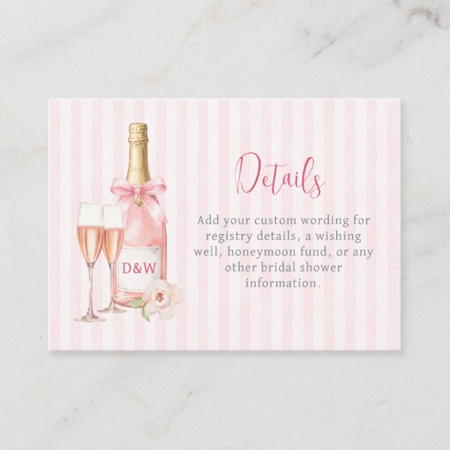 Pink Champagne Bridal Shower Enclosure Card (Front)