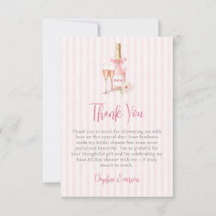Pink Champagne Bridal Shower Thank You Card