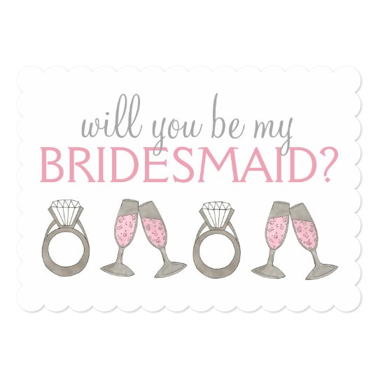 Pink Champagne Bridesmaid Bridal Party Invitations