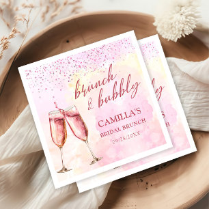 Pink Champagne Brunch And Bubbly Bridal Shower Napkin