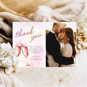 Pink Champagne Brunch And Bubbly Bridal Shower Thank You Card