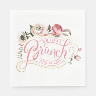 Pink Champagne   Brunch & Bubbly Bridal Shower Napkin