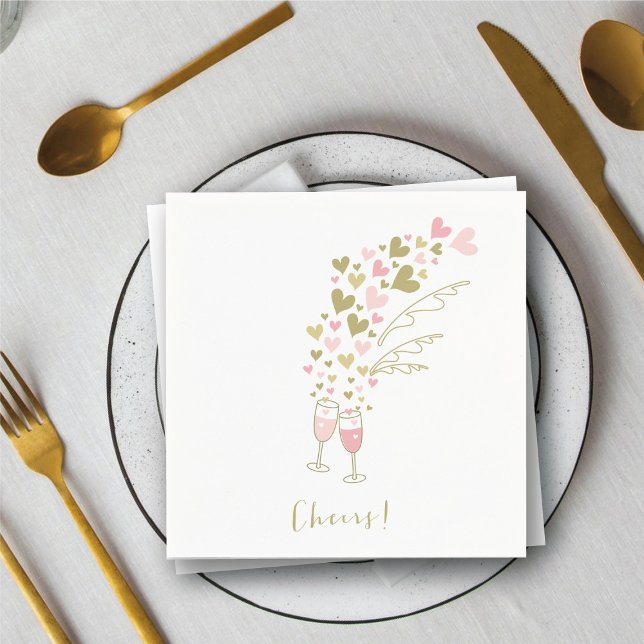 Pink Champagne Cheers Engagement Wedding Party Napkin (Pink Champagne Cheers Engagement Wedding Party Paper Napkins @ fat_fa_tin)