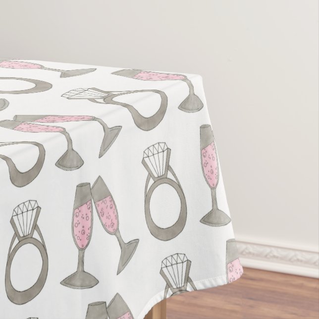 Pink Champagne Diamond Ring Wedding Tablecloth (In Situ)
