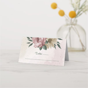 pink champagne flowers botanical wedding place card