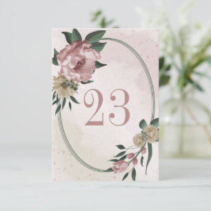 pink champagne flowers geometric table number