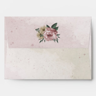 pink champagne flowers greenery wedding envelope
