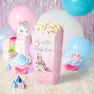 Pink Champagne Glass Aged To Perfection Birthday Favor Box