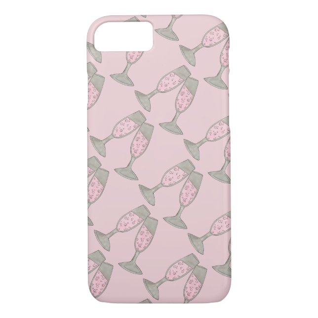 Pink Champagne Glass Bride Wedding Phone Case (Back)