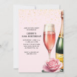 Pink Champagne Mimosa Party Invitation<br><div class="desc">Our Pink Champagne Mimosa Floral Birthday Party Invitation can be personalized for any occasion.</div>