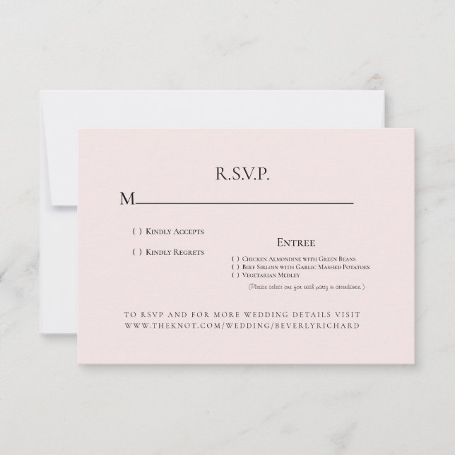 Pink Champagne Monogram Wedding RSVP Card (Front)
