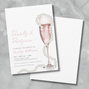 Pink Champagne Pearls & Prosecco Bridal Shower Invitation