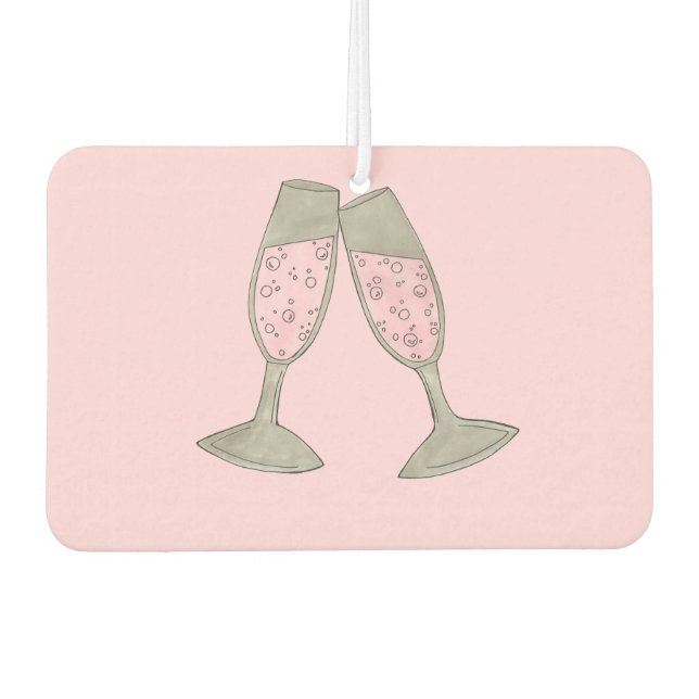 Pink Champagne Personalized Wedding Bridal Shower Air Freshener (Front)