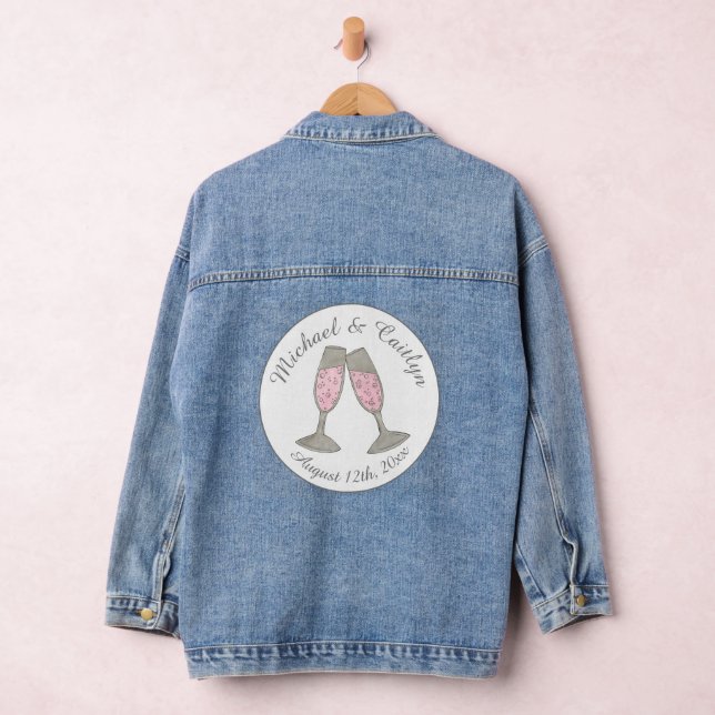 Pink Champagne Toast Cheers Wedding Bridal Shower Denim Jacket (Hangar)
