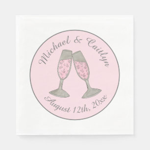 Pink Champagne Toast Cheers Wedding Bridal Shower Napkin
