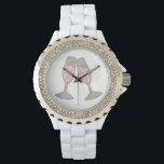 Pink Champagne Toast Cheers Wedding Bride Watch<br><div class="desc">Features an original marker illustration of two glasses of bubbly pink champagne. Perfect for engagements,  weddings,  bridal showers,  bachelorette parties and more! 

Designer is available to create and upload custom designs to match the colours and themes of your wedding--click "Ask this Designer" to begin the design process!</div>